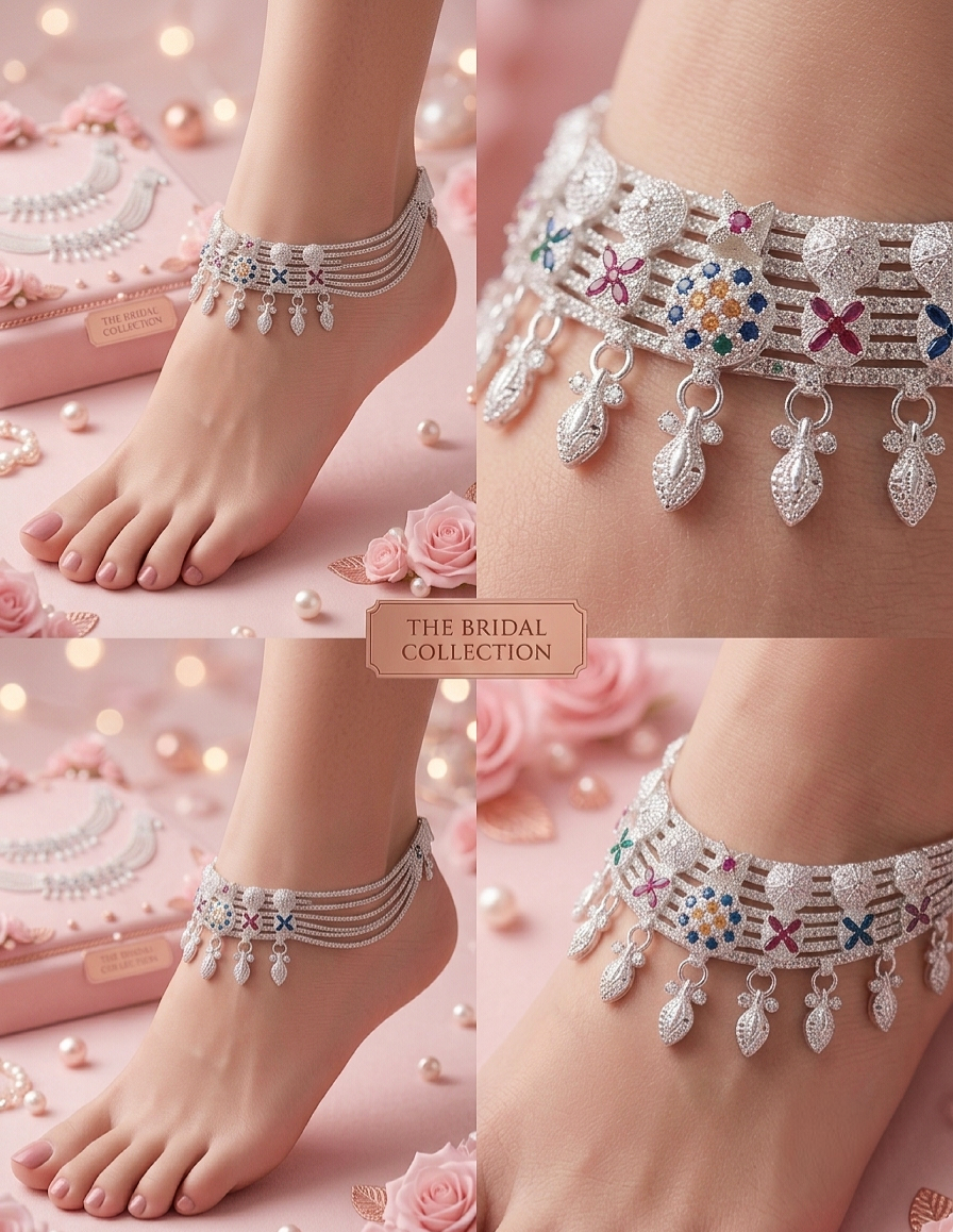 Celestia Premium Silver Plated Payal