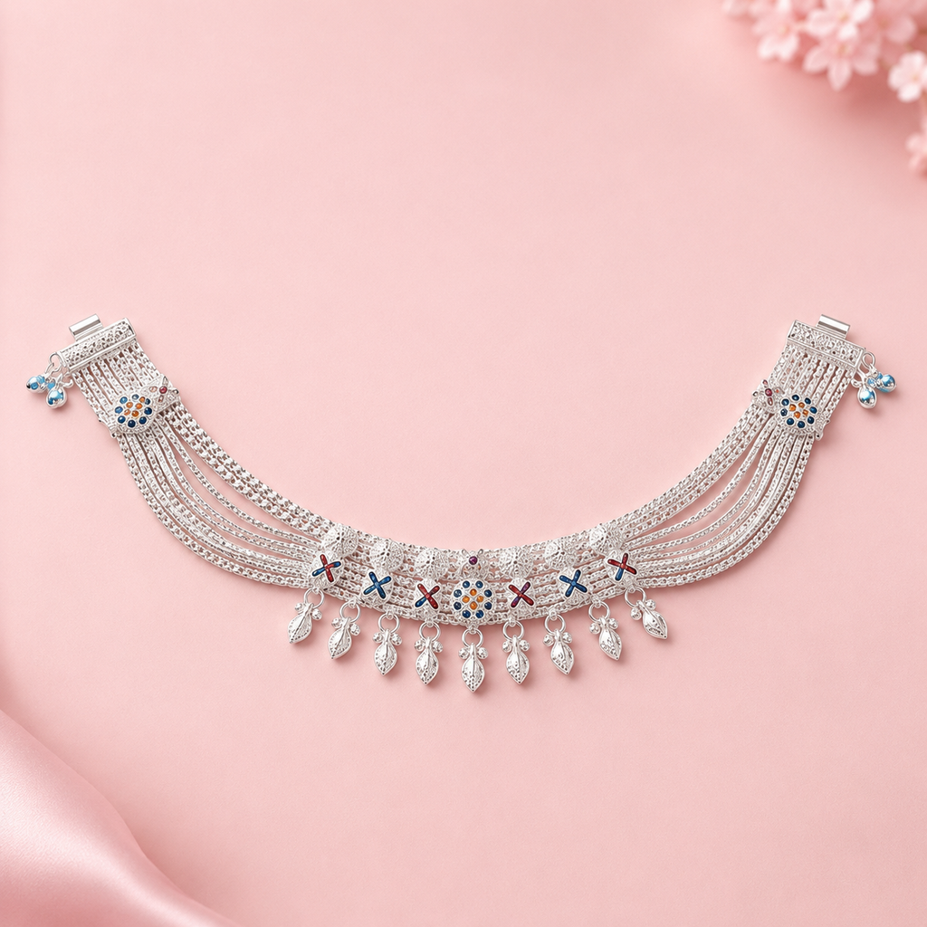 Celestia Premium Silver Plated Payal